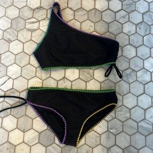 Girls one-shouldered two piece swimsuit